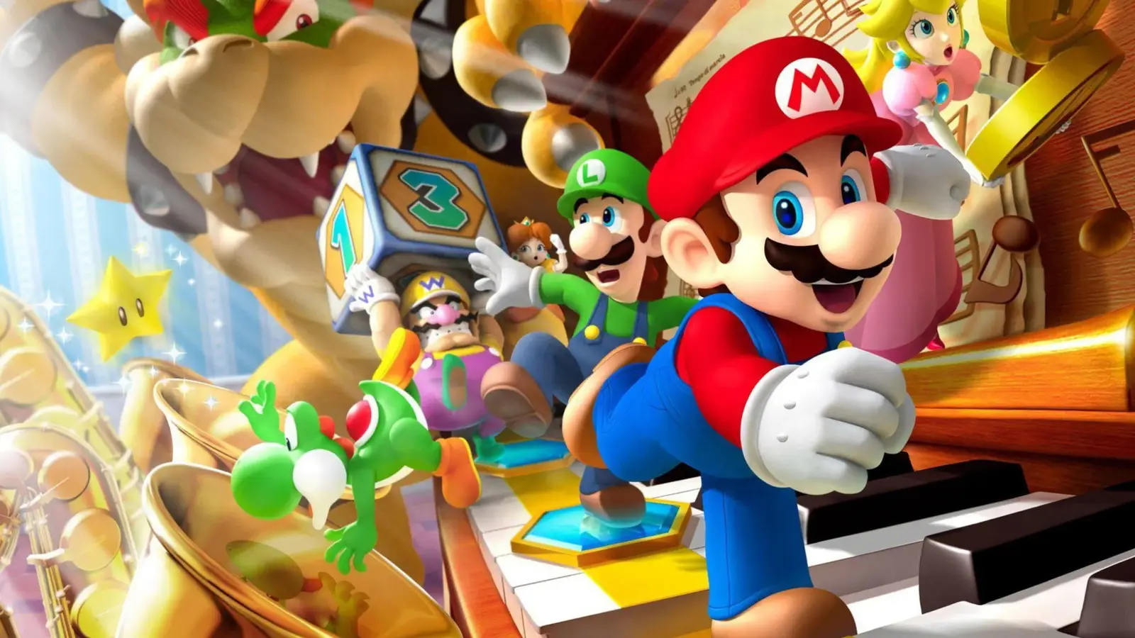 Mario and Luigi Adventure with Yoshi and Princess Peach - free gaming wallpaper 2560×1440