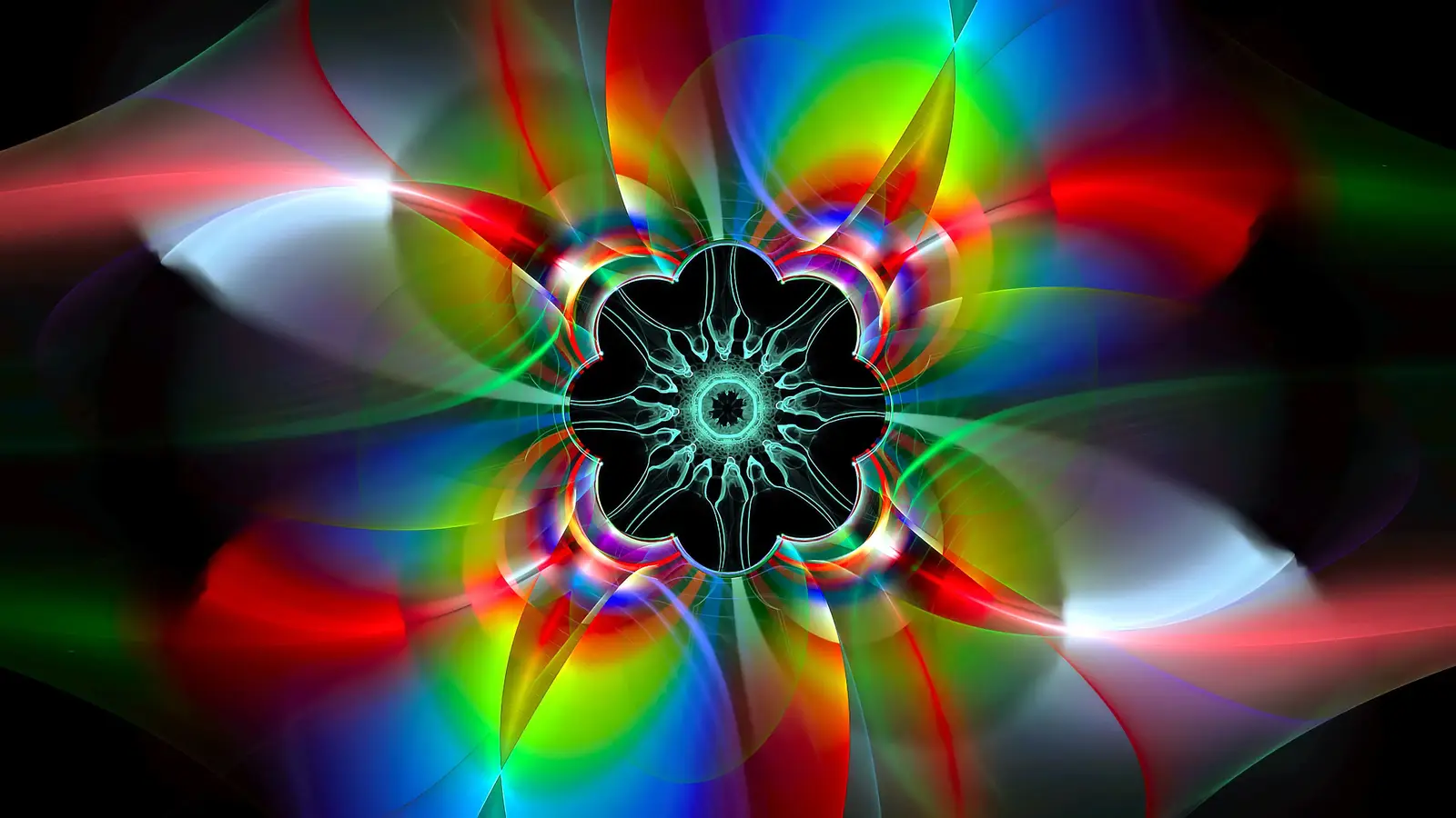 Radiant Neon Flower with Geometric Center Design - free abstract wallpaper 3840×2160