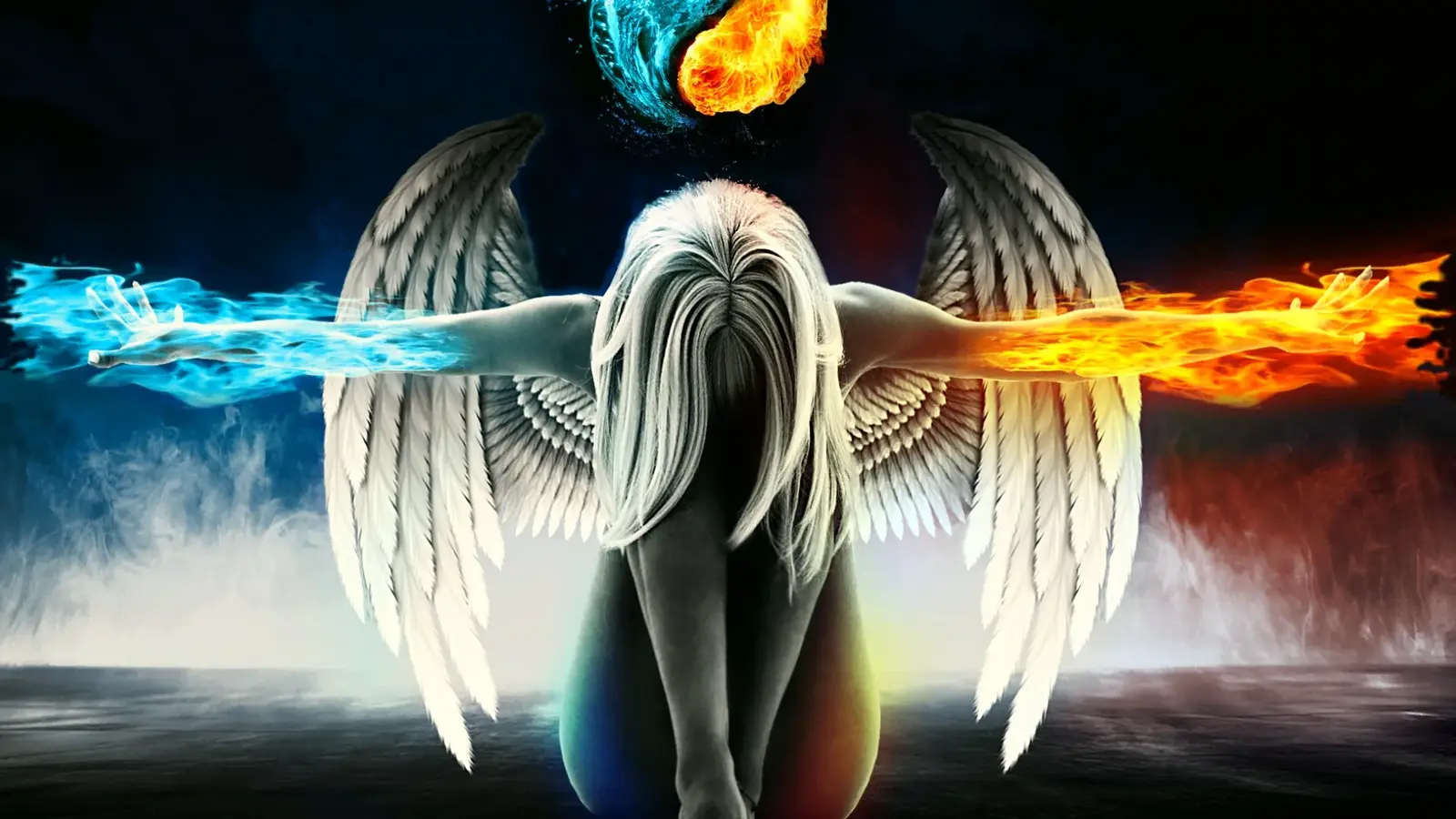 Fantasy Art Angel Symbolism with Fire and Ice Elements - Free Full HD ...