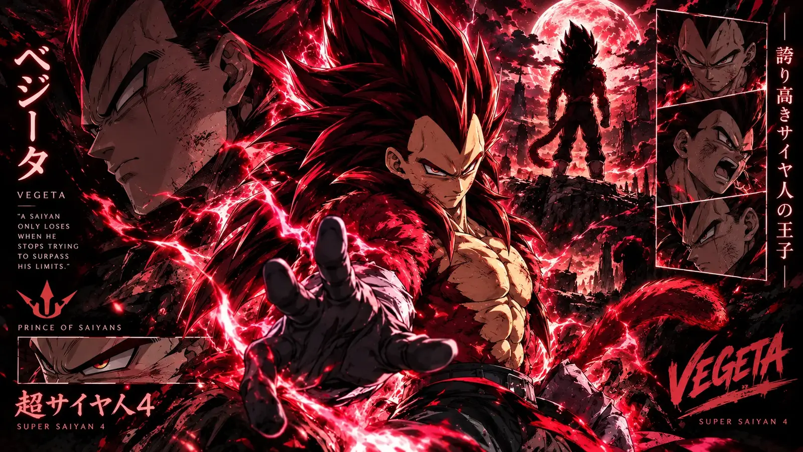 Vegeta Super Saiyan 4 Red Energy Transformation Artwork - Free HD ...