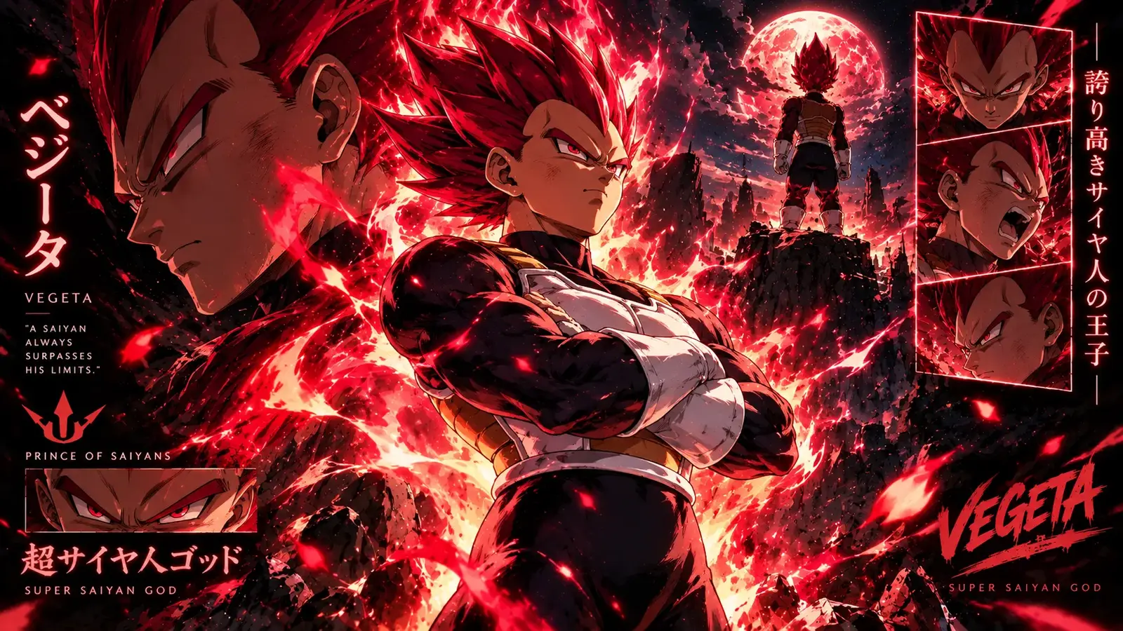 Vegeta Super Saiyan God Transformation with Red Energy Aura - Free HD ...