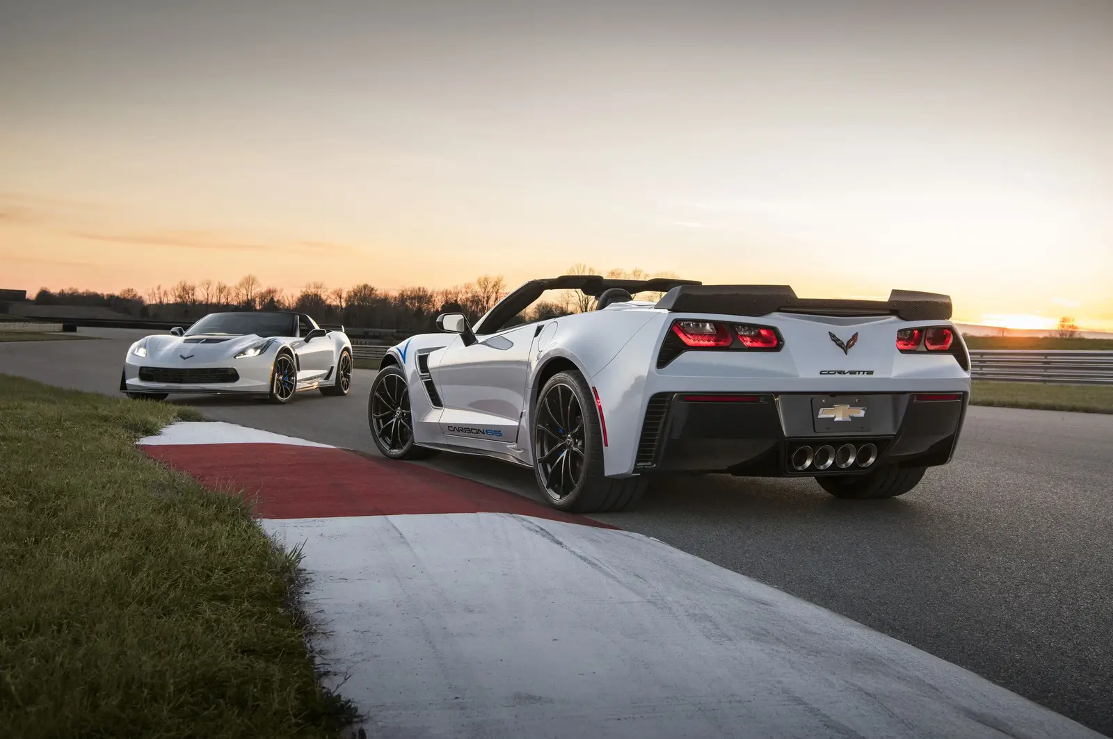 Chevrolet Corvette Carbon Edition Models at Sunset on Racing Track ...