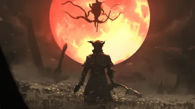 Bloodborne's Orange Glow: Spooky Anime Art