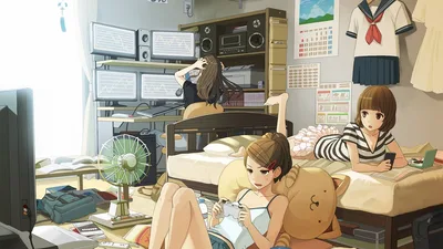 Schoolgirl Brunettes at the Computer