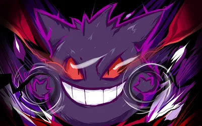 Vibrant Gengar Art Illustration in Purple and Pink