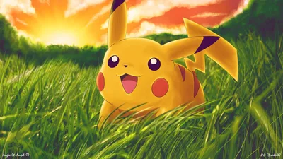 Pikachu in the Grass - Pokemon Character