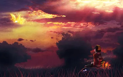 Ash and Cyndaquil's Golden Sunset