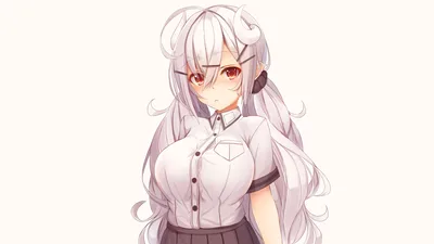 Silver-Haired Anime Girl's Gentle Gaze