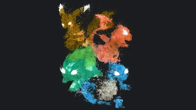 Pokémon Starters in Watercolor Motion - free abstract wallpaper 1920×1080