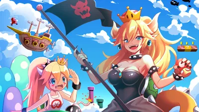 Bowsette's Pirate Kingdom Adventure - free art & design wallpaper 3840×2160