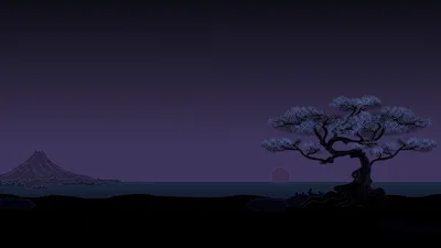 Purple Twilight: Bonsai Under Eastern Sky - free abstract wallpaper 2556×1438
