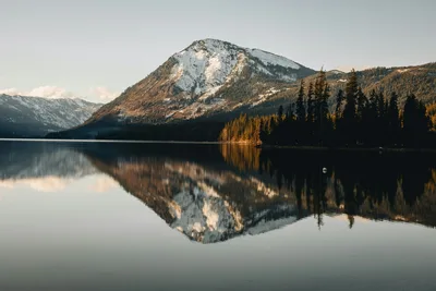 Mountain's Mirror: Alpine Lake Serenity - free wallpaper 5445×3630