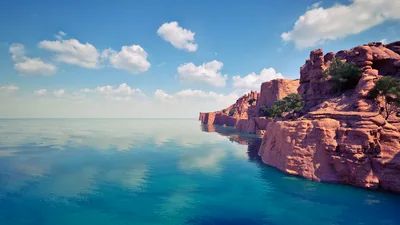Crimson Cliffs Meet Azure Waters - free wallpaper 3840×2160