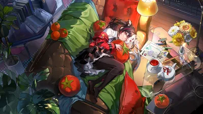 Crimson Dreams: Tea and Tomatoes - free anime wallpaper 2560×1440