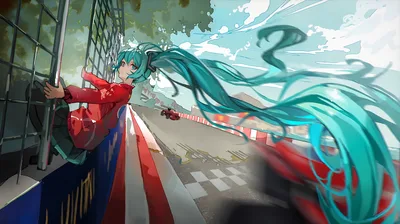Miku's High-Speed Dream: Racing Through Sunlight - free wallpaper 8000×4488