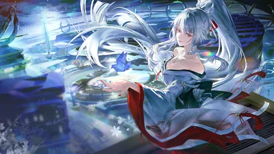 Hiyuki's Ethereal Dance in Blue Light - free wallpaper 8000×4500