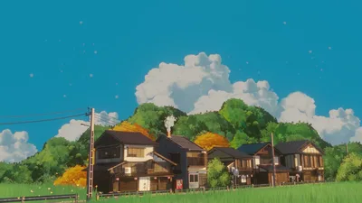 Rural Japanese Village Under Summer Skies - free art & design wallpaper 3840×2160