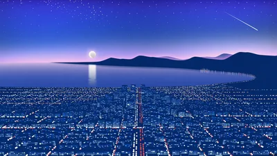 Moonlit City Dreams from Above - free landscapes wallpaper 3840×2160