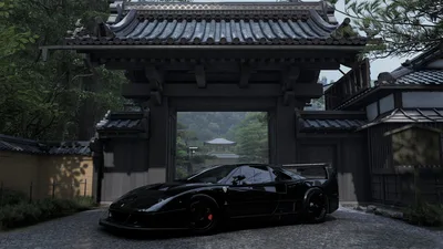 Black Beauty Meets Ancient Temple - free wallpaper 2560×1440