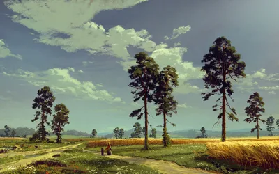 Rural Path Through Golden Fields - free landscapes wallpaper 3840×2400