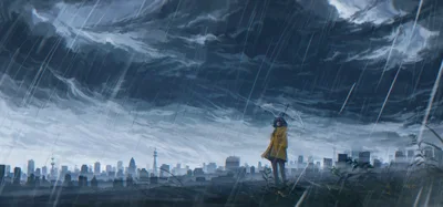 Storm Watch Over The City - free art & design wallpaper 4500×2100
