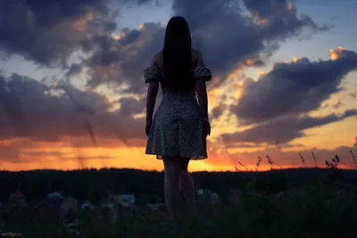 Woman in Floral Dress Silhouetted Against Sunset Sky - free people & portraits wallpaper 6143×4095