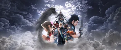 Final Fantasy Characters in Cloudy Celestial Realm - free gaming wallpaper 3840×1600
