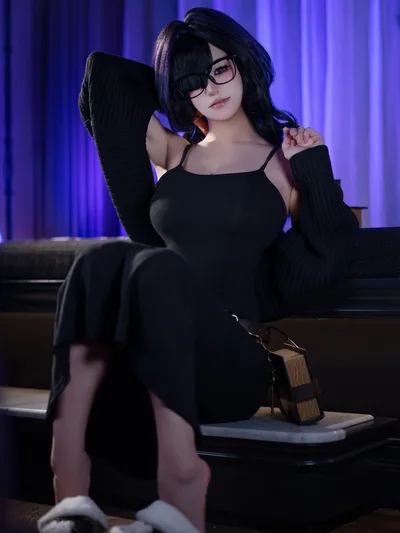 Woman in Black Dress at Piano with Blue Lighting - free people & portraits wallpaper 4000×5333