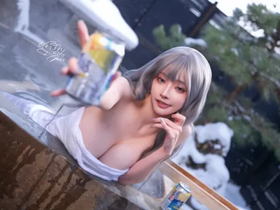 Anime Girl with Silver Hair Holding Beverage Can - free people & portraits wallpaper 7000×5250