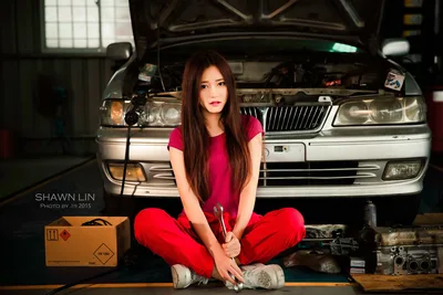 Woman in Red in Automotive Workshop - free people & portraits wallpaper 5760×3840