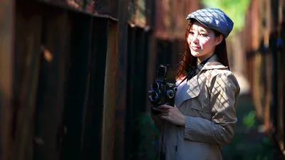 Woman With Vintage Camera in Urban Alley - free people & portraits wallpaper 5760×3240