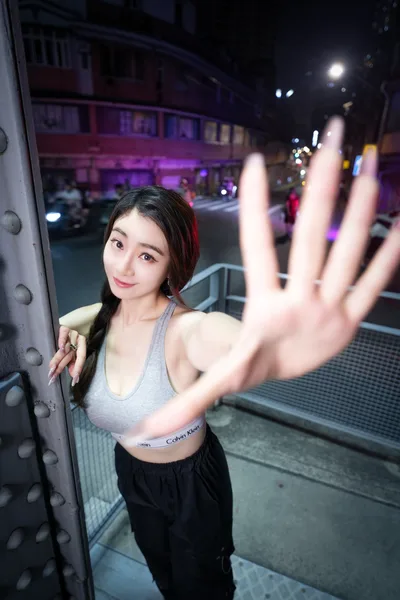 Woman Posing at Night on Urban Street - free people & portraits wallpaper 4096×6144