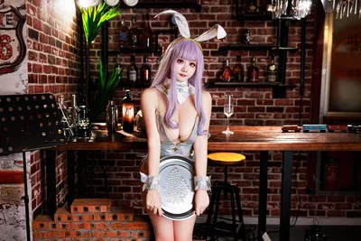 Anime Character in Bunny Outfit at Bar Counter - free people & portraits wallpaper 7749×5169