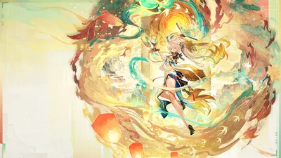 Suisui's Golden Ascension - free anime wallpaper 8000×4500