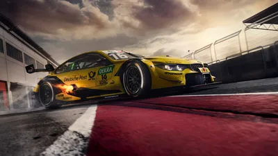Yellow Racing BMW on Track with Flame Exhaust - free cars & vehicles wallpaper 1920×1080