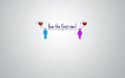 Love at First View - Two Figures with Hearts - free art & design wallpaper 2560×1600
