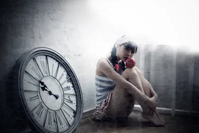 Figure With Clock In Misty Urban Room - free people & portraits wallpaper 2000×1335