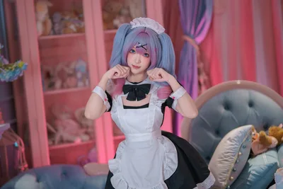 Anime Girl in Maid Outfit in Pink Room - free people & portraits wallpaper 6000×4000