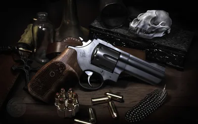 Revolver with Ammunition and Skull Still Life - free architecture wallpaper 3840×2400