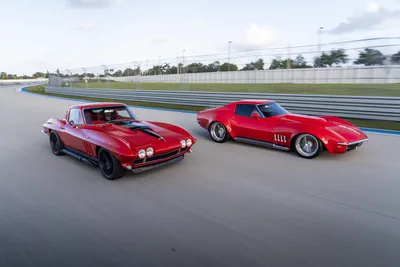 Two Red Corvettes on Racing Track - free cars & vehicles wallpaper 9504×6336