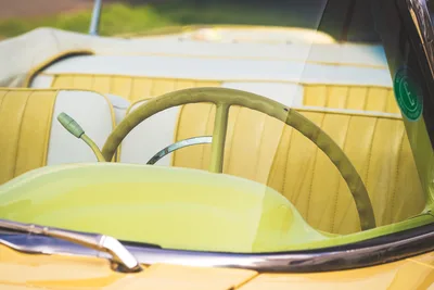 Vintage Yellow Car Interior with Steering Wheel Detail - free cars & vehicles wallpaper 3000×2000