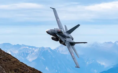 Military Fighter Jet Flying Over Alpine Mountains - free cars & vehicles wallpaper 5424×3390