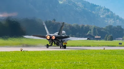 Fighter Jet Taking Off From Alpine Valley Airfield - free cars & vehicles wallpaper 5568×3132