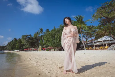 Woman in Pink Dress on Tropical Beach - free people & portraits wallpaper 6000×4000