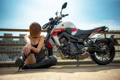 Woman Posing With Red and White Yamaha Motorcycle - free people & portraits wallpaper 1920×1282