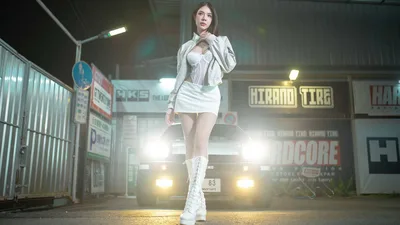 Woman in White Outfit at Night Street Scene - free people & portraits wallpaper 4096×2303