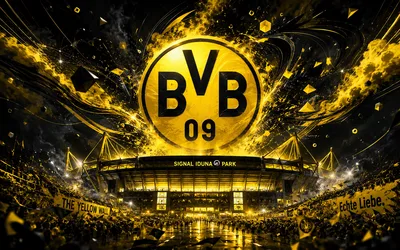 BVB 09 Dortmund Stadium Logo With Yellow Explosion - free art & design wallpaper 3840×2400