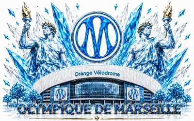 Olympique de Marseille Stadium Crest Display - free art & design wallpaper 3840×2400