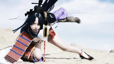 Anime Character in Traditional Costume on Beach - free people & portraits wallpaper 7347×4131