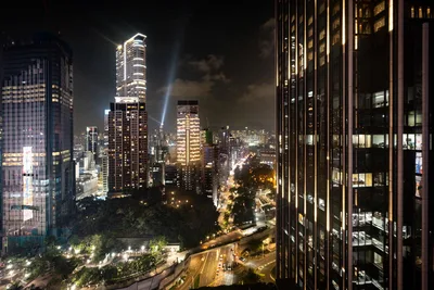 Night City Skyline View From High-Rise Building - free city & urban wallpaper 2048×1365